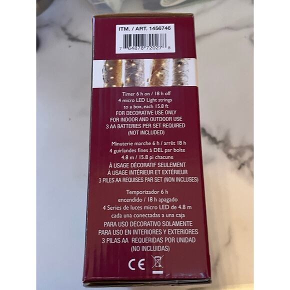 Battery Operated LED Micro String Lights 50 LEDs per Set - Box Includes 4 Sets - Picture 6 of 6